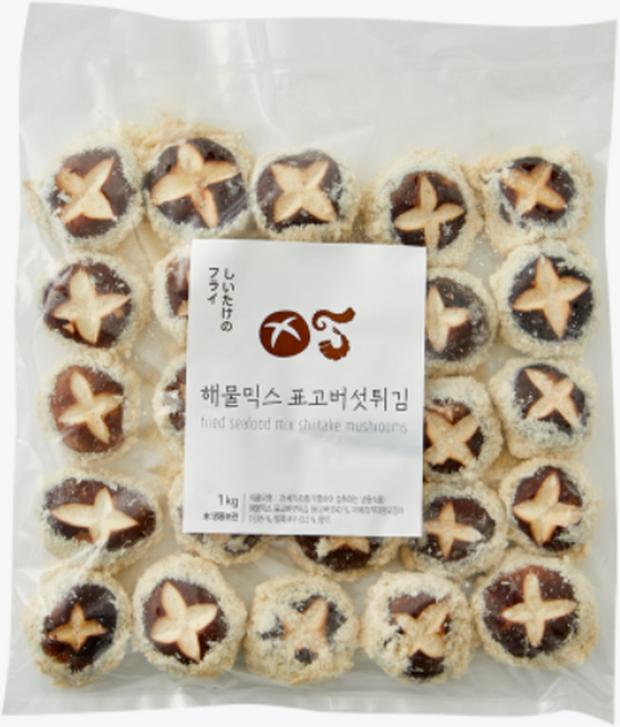 해물믹스 표고버섯튀김 1kg(40g x 25ea) 오징어 새우 표고버섯 어향동고 쿠시카츠, 1, 40g