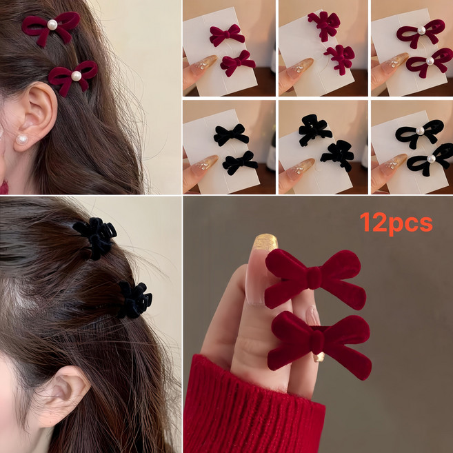 쓸리보 미니 집게핀 리본 머리핀 12P 세트