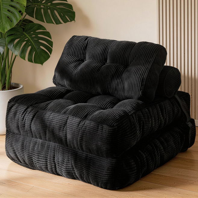 Bloom 북유럽 스타일 1인용 소파베드 | 압축 소파 공간절약형 멀티 소파, 블랙