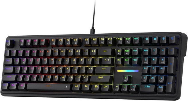 레드라곤 K745 PRO 무선 개스킷 RGB 게이밍 키보드 108 키 기계식 키보드(핫키 4개 추가 포함) 핫 스왑 남향 LED 소켓 5레이어 노이즈 감쇠 원형 PBT, Essential Black, 108 Keys