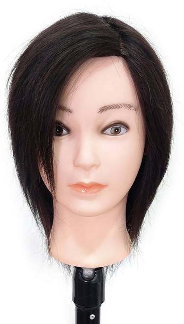 BEUGA(뷰가) 인모 100% 파이어세일 연습용 통가발 B타입 10인치 커트 드라이 아이롱 펌 염색 미용 연습 가발, 1개, 블랙