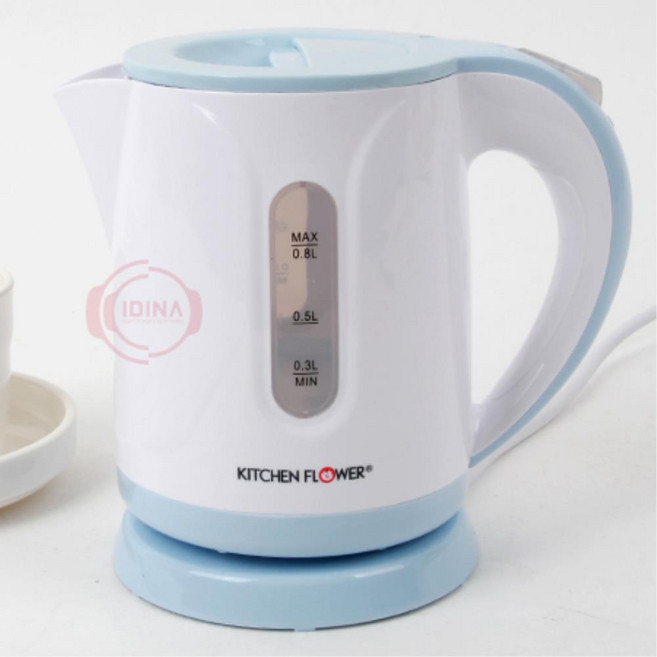 세척 쉬운 바닥스텐 미니 무선포트 0.8L 수위표시창 회전받침대 티포트