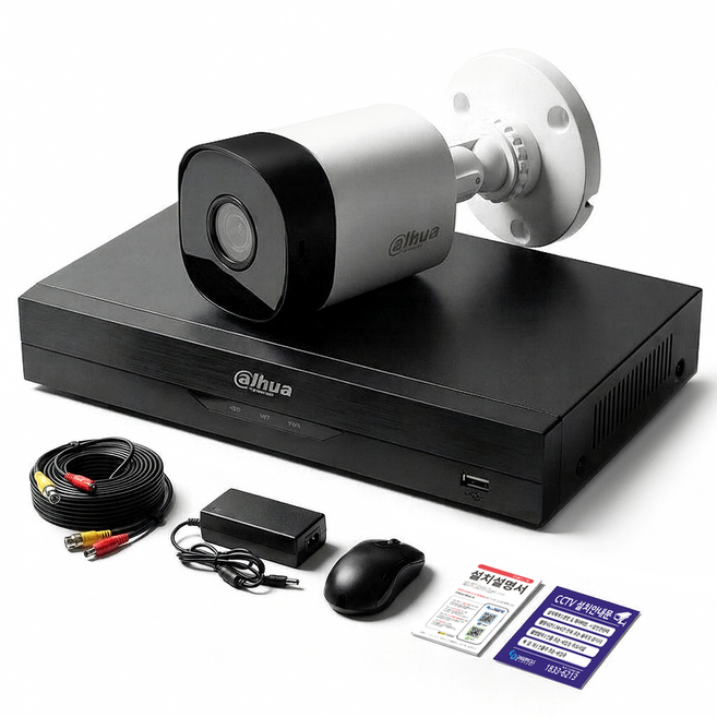 다후아 500만화소 실내외겸용 CCTV 녹화기 세트 HDD 1TB 하드 하이박스 포함, 카메라 1대+녹화기+케이블+아답터+하드 1TB+하이박스, 1개