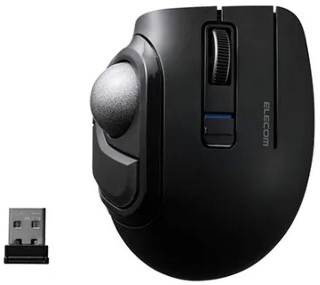 ELECOM (M-MT1MRSA) bitra 可攜式 拇指雙模 5鍵 軌跡球 滑鼠, 黑色-M-MT1MRSABK, bitra可攜式拇指雙模5鍵軌跡球滑鼠