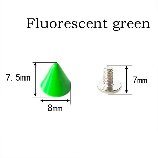 가죽 공예 휴대폰 케이스 장식 액세서리 의류 리벳 8mm x 7 5mm 콘 컬러 스터드 18 가지 색상 제공 5 세트, 8x7 5mm 5Set, Fluo scent gr n