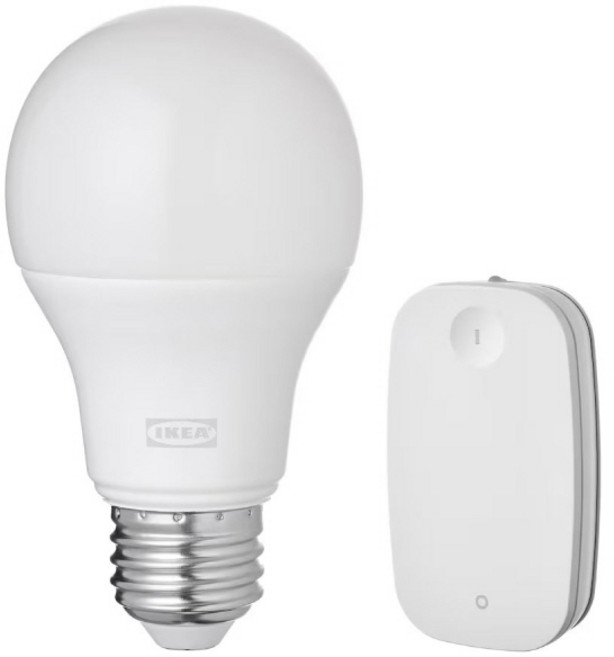 이케아 스마트전구 STYRBAR TRADFRI LED전구 E26 806루멘 + 밝기조절키트 704.359.33/무선 밝기조절 스마트 전구/e26 전구, 따뜻한 흰색, 1세트