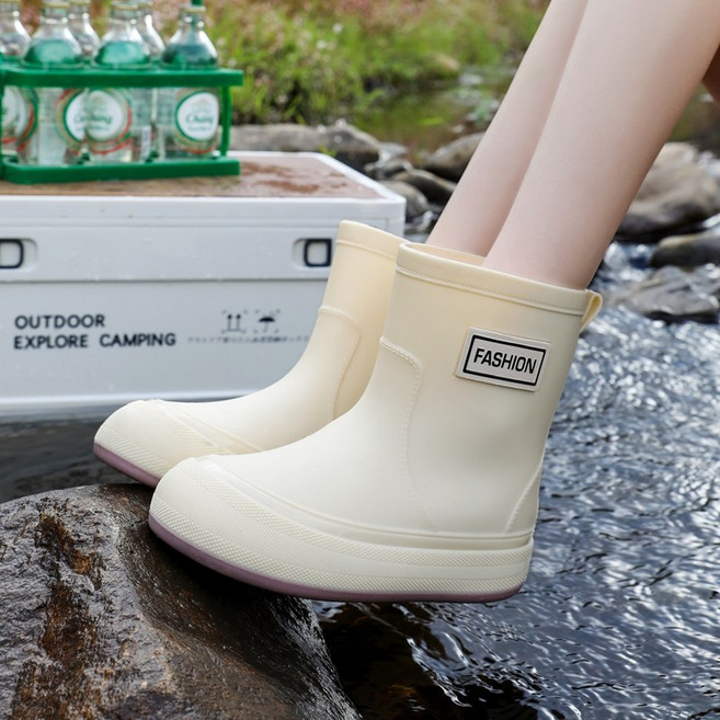 여성 롱 레인부츠 성인 패션 앵클 통굽 데일리 논슬립 발편한 장화 낚시 작업 미끄럼 방지 방수 스니커즈
