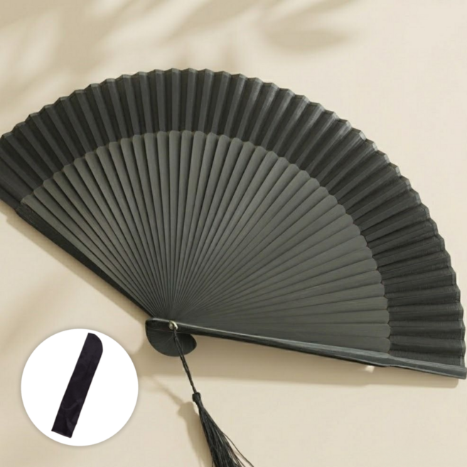 제이엠투 심플 블랙부채 고급스러운 접이식부채 외국인선물, 1개, 단순한 블랙