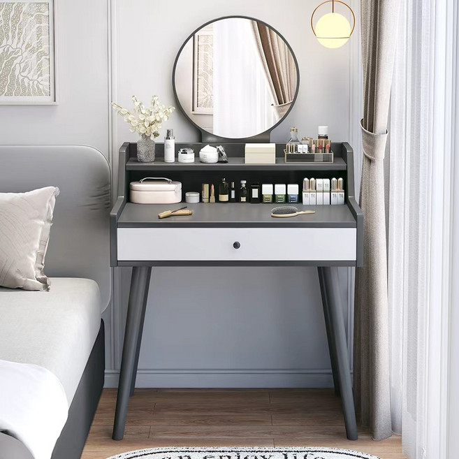 Zephonic 화장대 소형 화장대 다용도 화장대 거울 화장대, 회색