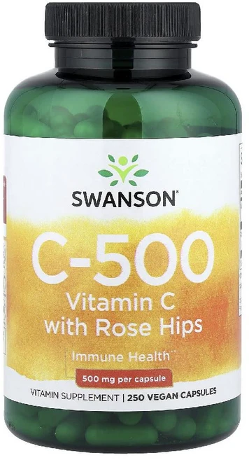 스완슨 C-500 비타민C 로즈힙 함유 베지 캡슐 250정, 250 개 - 쿠팡