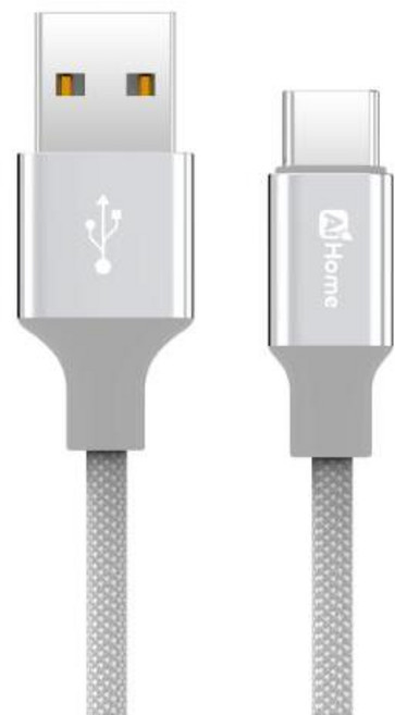 Ai Home Type-A to Type-C 6A 快充數據線 適用iPhone 15/16/17 200公分編織線 支援66W高速充電, 1個, A TO C 6A灰白,200公分, 灰白, 200cm