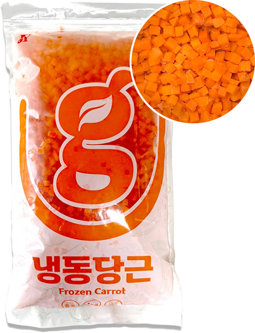 그린포켓 냉동당근 다이스 손질야채 채소 대용량 업소용, 1개, 1kg