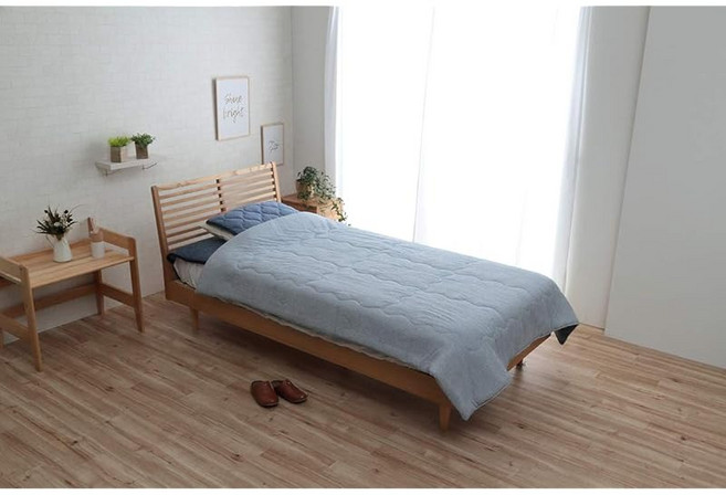 이케히코 침구 이불 피부 이불 프리시 더블 세탁 가능 냉감 시원함 접촉 냉감 파일 리버시블 약 185×185cm #1589029 네이비