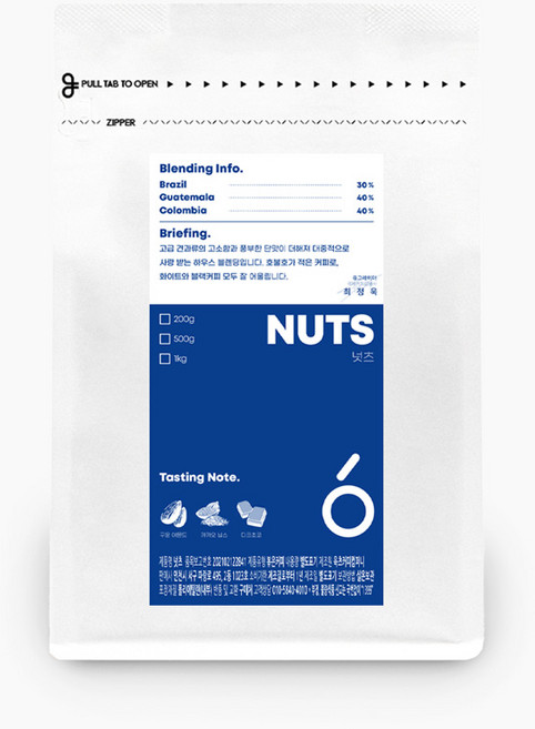 육츠커피 고소한 넛츠 블렌드 커피원두, 200g, 1개, 모카포트