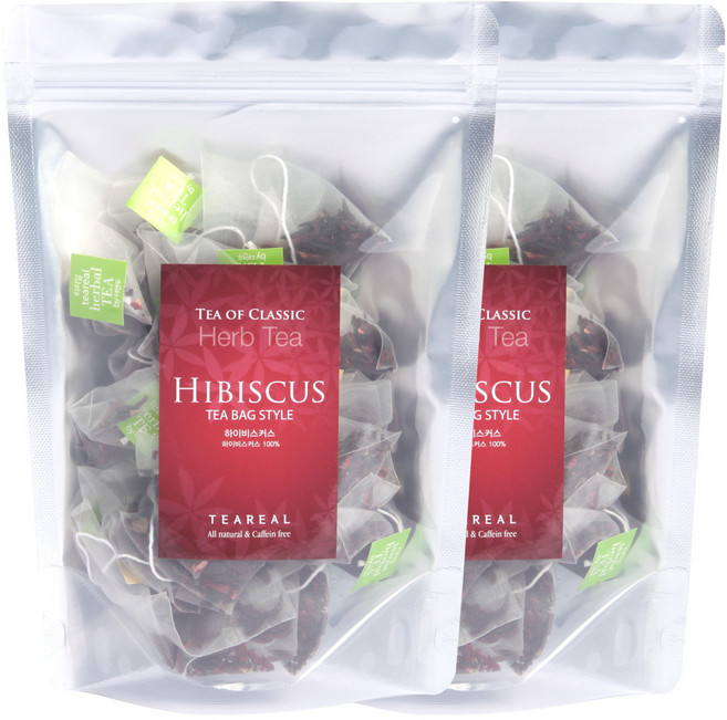 티리얼 히비스커스차 삼각 티백차 50T 하이비스커스 허브티, 2개, 25개입, 1.5g
