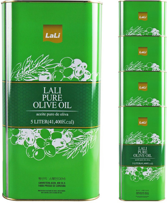 라리 퓨어 올리브오일5L, 4개, 5L