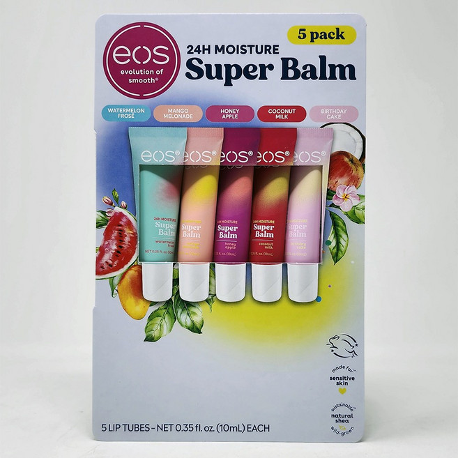 EOS 이오스 슈퍼 립밤 5팩 EOS 24H Moisture Super Lip Balm 5 Pack, 5개, 10ml