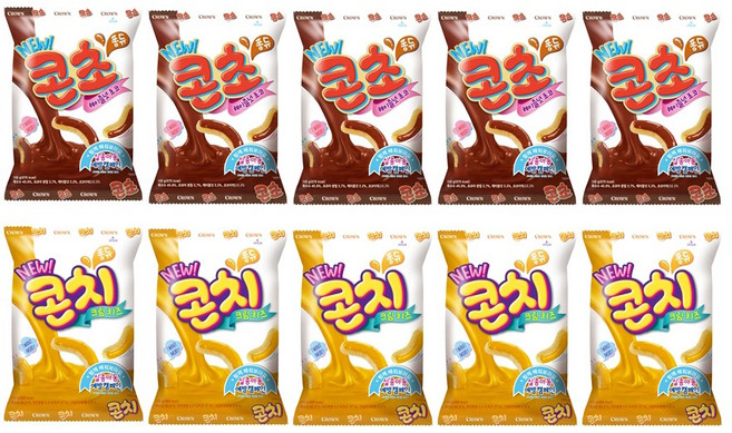 크라운 콘초코 52g x 5p + 콘치즈 52g x 5p 세트, 520g, 1세트