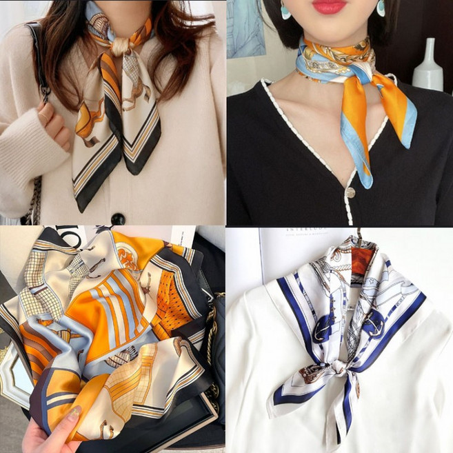 가을 정사각 스카프 데일리 쁘띠 쉬폰 70*70 실크