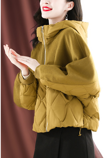 DFMEI 날씬해 보이는 패딩 여 겨울 상의 가오리핏 박시 쇼트스타일리쉬 후드 코트