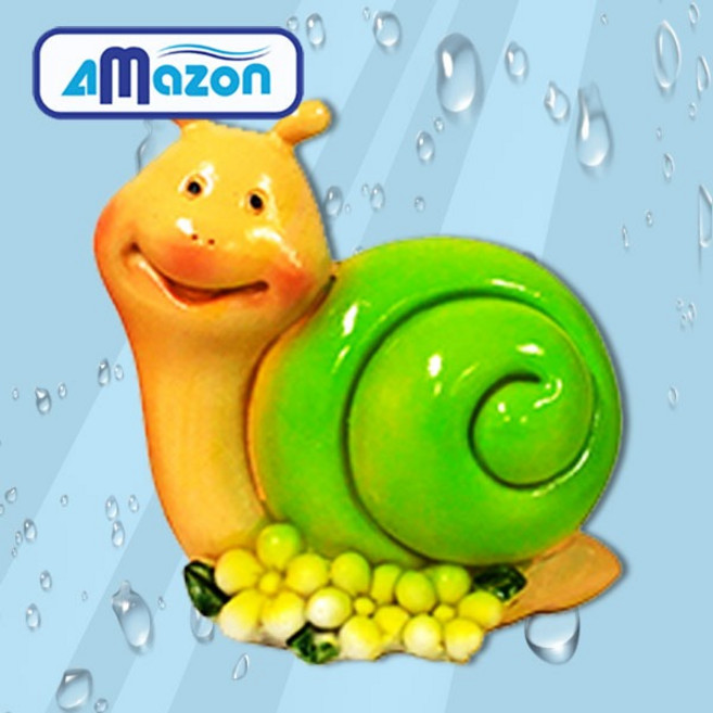 다팜아쿠아 아마존 SH7006 그린 귀여운 스마일 달팽이 모형 은신처 장식품 (10x6x11cm), 1개