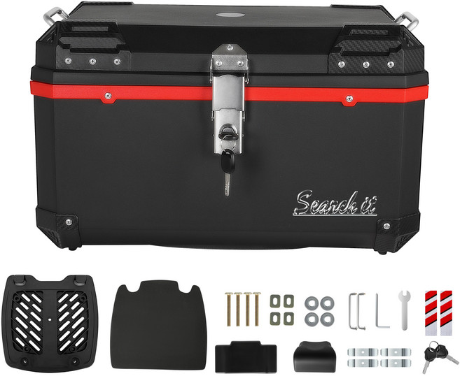 서치잇 전동차 트렁크 68L 대용량 범용 오토바이 뒷박스 방수형 배달용 수납 박스, 빨간색