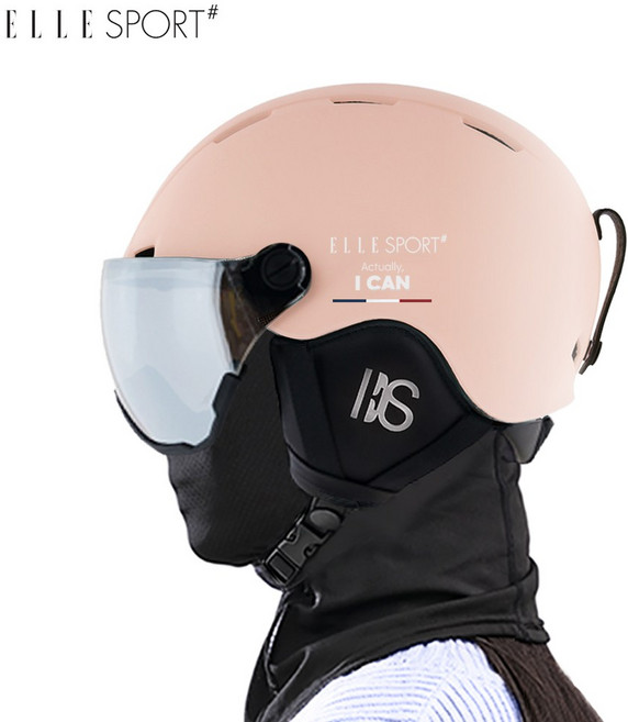 엘르 아시안핏 바이저 헬멧 머스트 고글일체형 초경량 아동 주니어 성인 대두용 스키 스노우보드, INDIE PINK, 1개