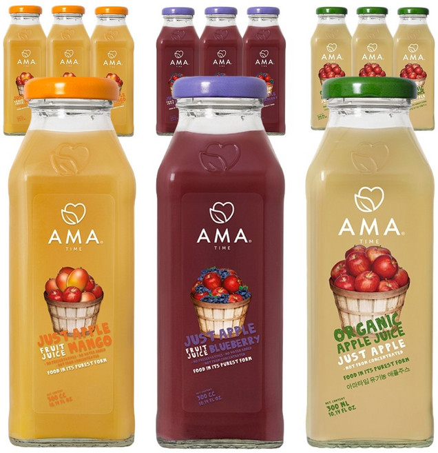 아마타임 저스트 애플 4개 + 애플망고 4개 + 애플 블루베리 4개 300ml 12개