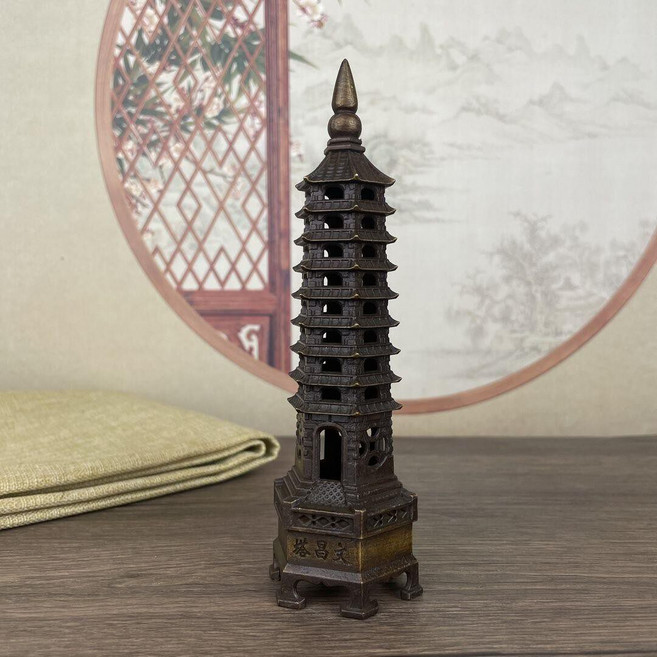 老銅文昌塔擺件 古玩收藏, 如圖所示, 1個