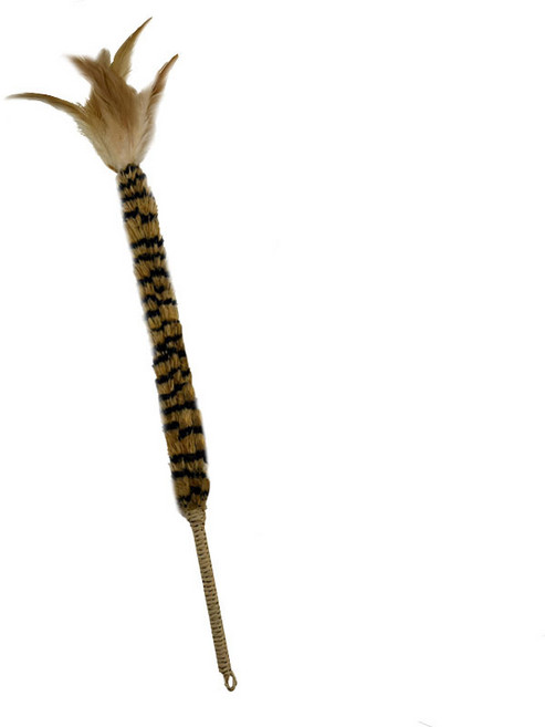 木桿逗貓棒 長山雞毛 鴕鳥毛 木天蓼 鈴鐺 貓咪寵物用品 貓玩具, 黑棕,2個, 1個