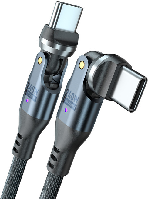 투에이비 PD 240W C to C 양방향 540도 초고속 충전 데이터 케이블, 1개, 블랙, 1.8m