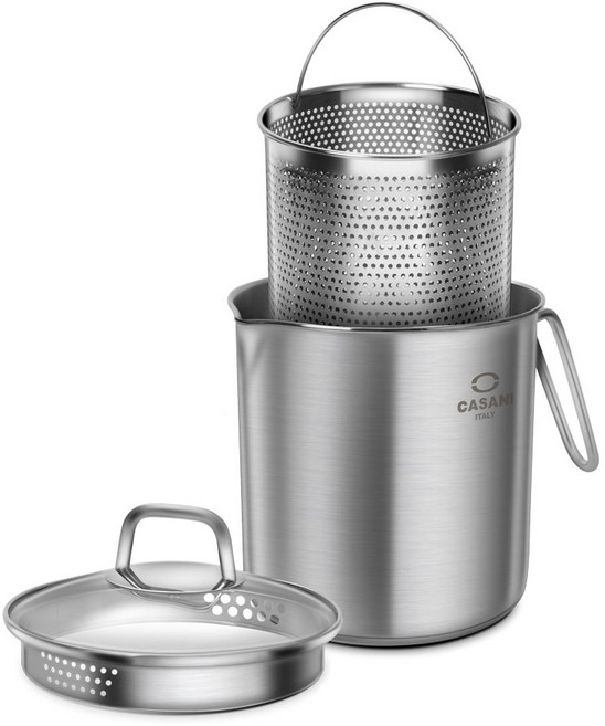 까사니 쿠치나 IH 멀티팟 16cm3.3L 오뎅 열탕소독 덕션 스텐 라면 면 파스타 캠핑 냄비, 1개, 실버, 16cm