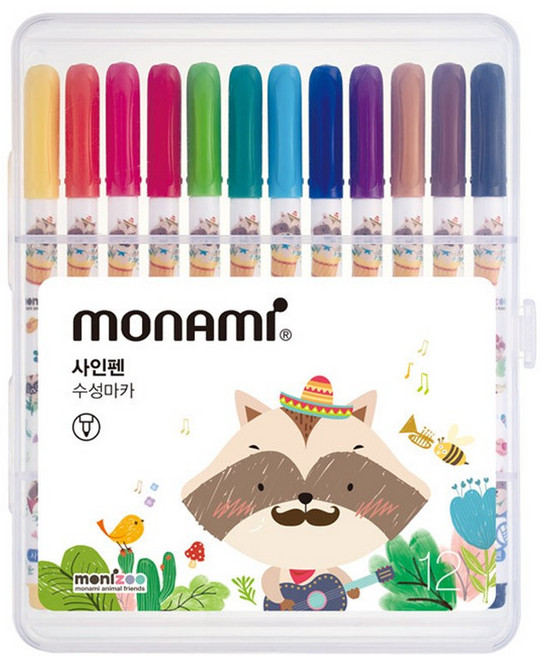 모나미 모니주 싸인펜 12색 세트 신학기 준비물 블루, 10개