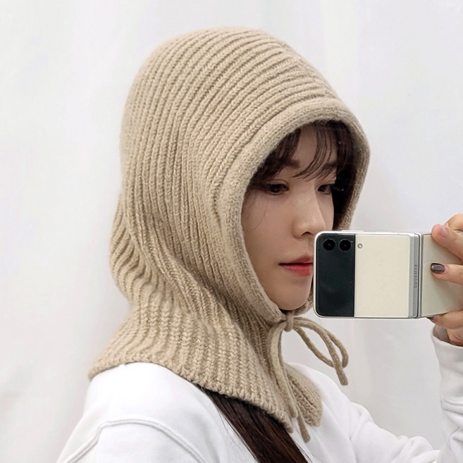 국내생산 바라클라바 니트 후드 방한 넥워머 모자 남녀공용