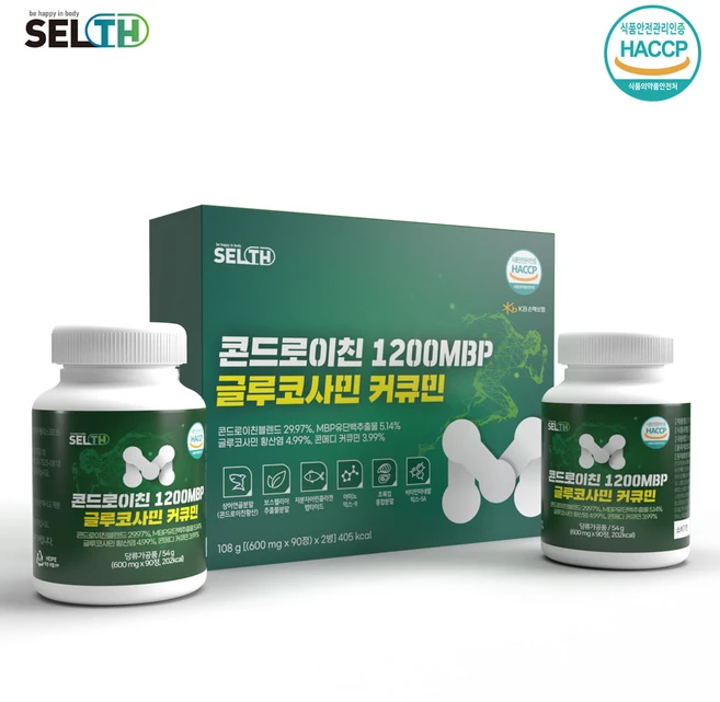 콘드리이친 글루코사민 커큐민 단백질밸런스 90정X2병, 1개, 90정 - 쿠팡