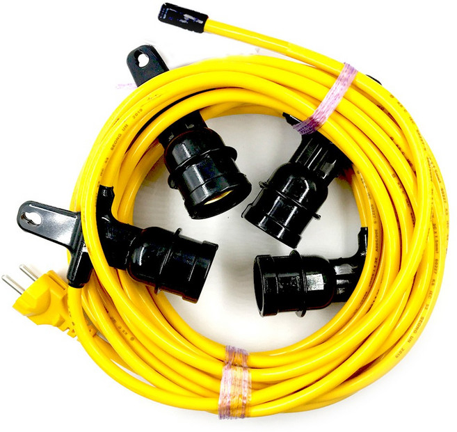 원스탑 전등선 10m4소켓 오징어등 루프탑조명 작업등, 노란색