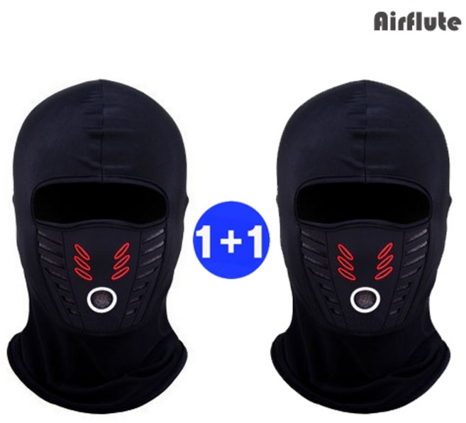 다봄마켓 1+1겨울기모 방한 전면마스크 air-플루 바라클라바, 블랙