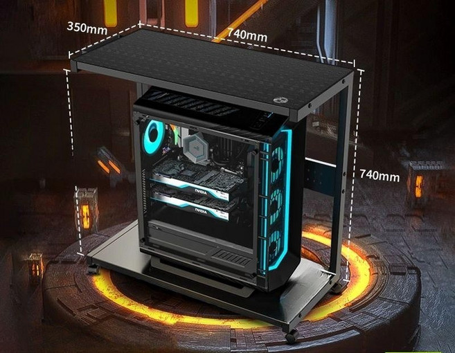 본체 수납장 컴퓨터 PC케이스 프린터 거치대 바퀴 랙 책상하부 선반, 블랙 소형 540x220x440mm