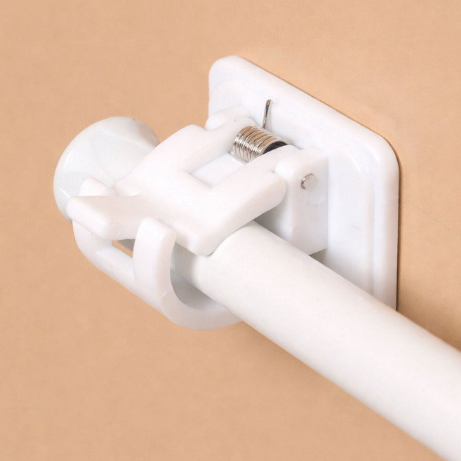 무타공 압축봉 브라켓 고정클립 다용도 거치대, 화이트