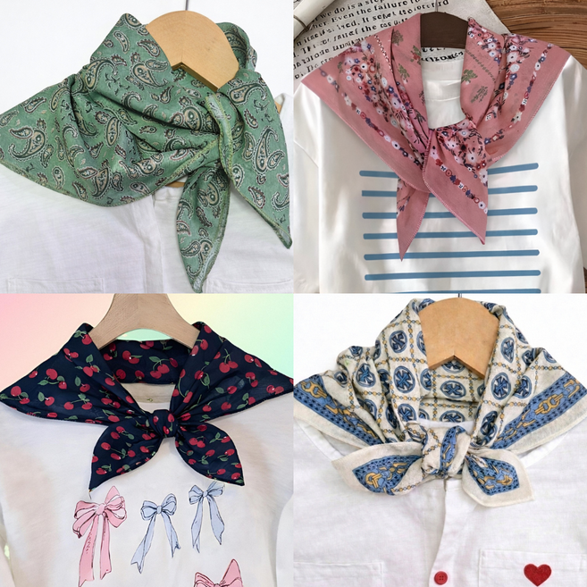 모아드 국산 고급순면 손수건 스카프 4종세트