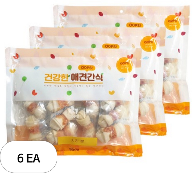 웁스 강아지 건강한 간식, 치킨본, 300g, 6개