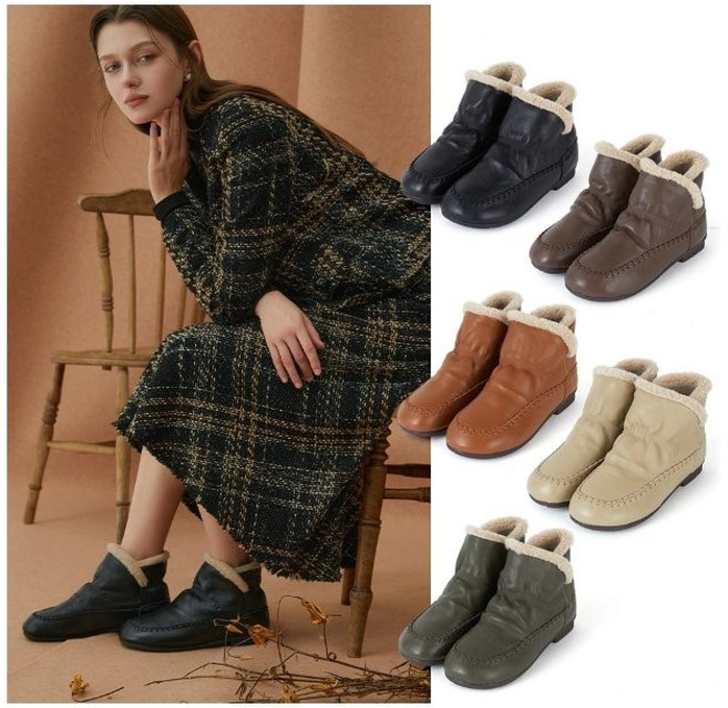 트렌드슈 부드러운 천연 양가죽 퍼부츠