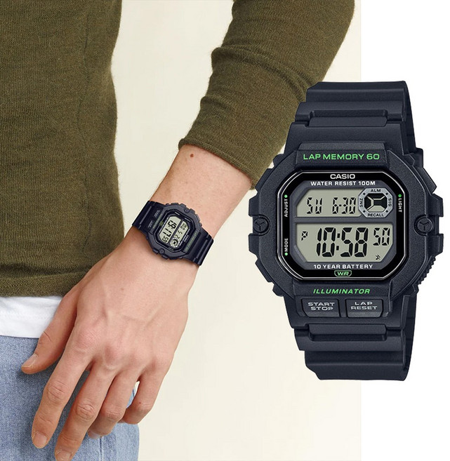 백화점AS가능 카시오 군인시계 WS-1400H 군대시계 훈련소 방수 아웃도어 캠핑 전자시계 지코스모 정품