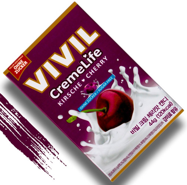 VIVIL 비빌캔디 크림 체리 독일 무설탕 캔디 달콤 풍부한 체리맛, 44g, 1개