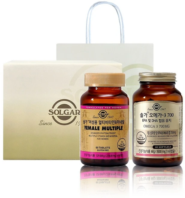 GIFT) 여성 건강 세트 (여성 멀티비타민 60정+오메가3 700 60캡슐), 1세트, 120정 - 쿠팡