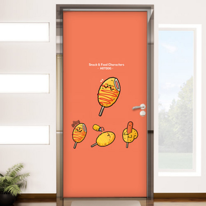 꾸밈 id307-음식캐릭터(간식)현관문시트지, 핫도그
