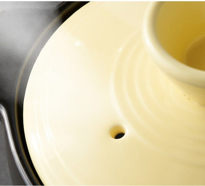 국산 4컬러 내열 냄비 뚝배기(찜기) 노란 뚜껑 손잡이 계란찜 뚝배기 14x7, 찜기(계란찜용)/3331, 1개, 1cm