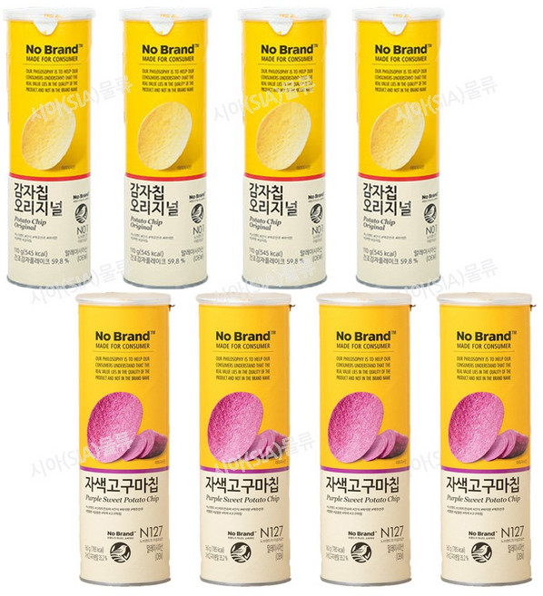 노브랜드 감자칩 오리지널 110g x 4개 + 노브랜드 자색고구마칩 160g x 4개, 8개