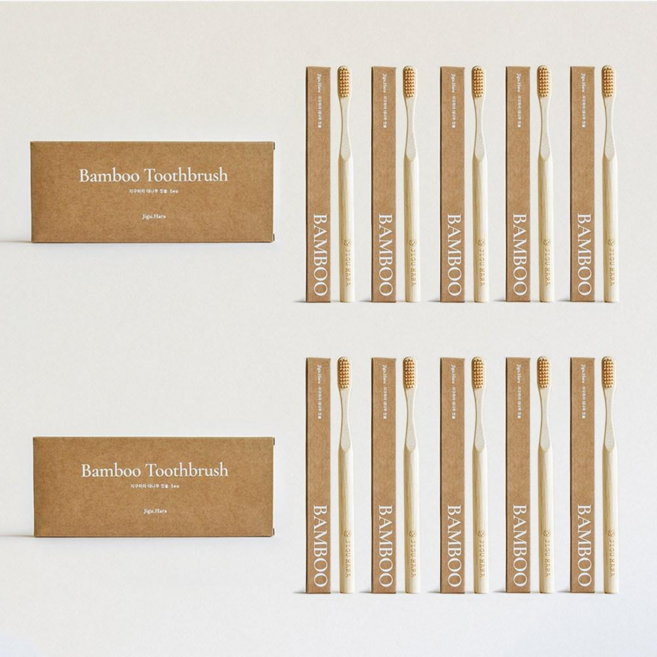 JIGUHARA 대나무 칫솔 베이지, 2개, 5개입