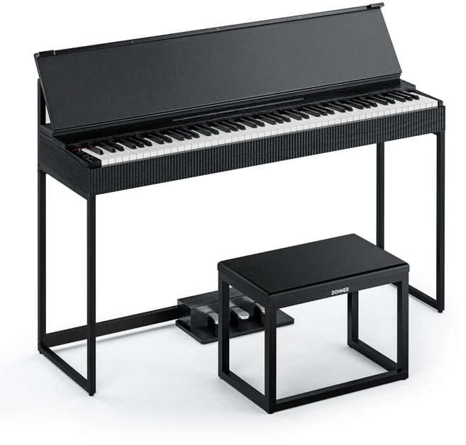 Donner S300 家用電鋼琴 88鍵全配重 黑色 藍牙功能 數位鋼琴, 黑, 1套, DONNER S-300